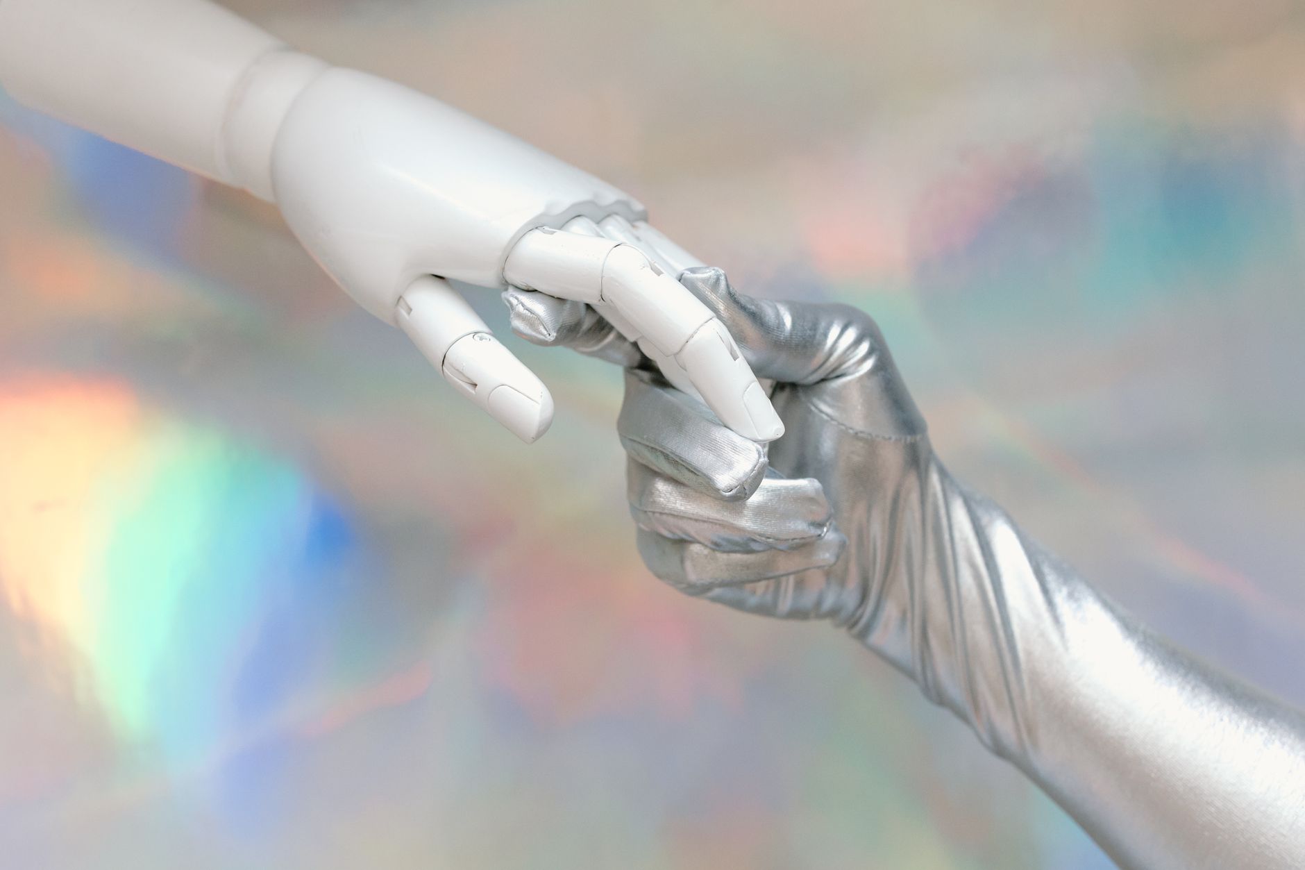 Artificial intelligence and human collaboration in a futuristic technology workspace