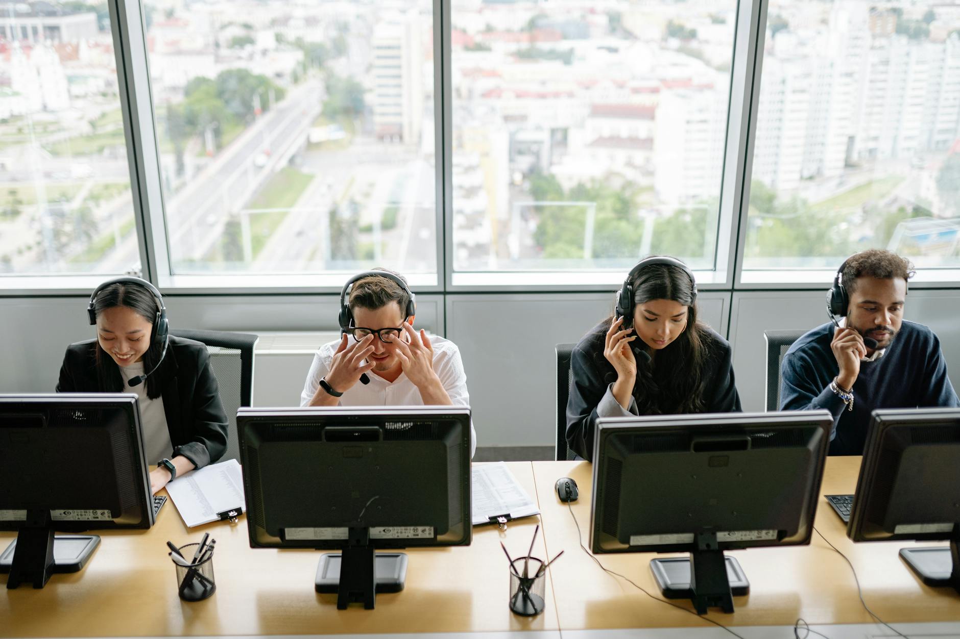 Professional services team using technology tools for consulting and client management